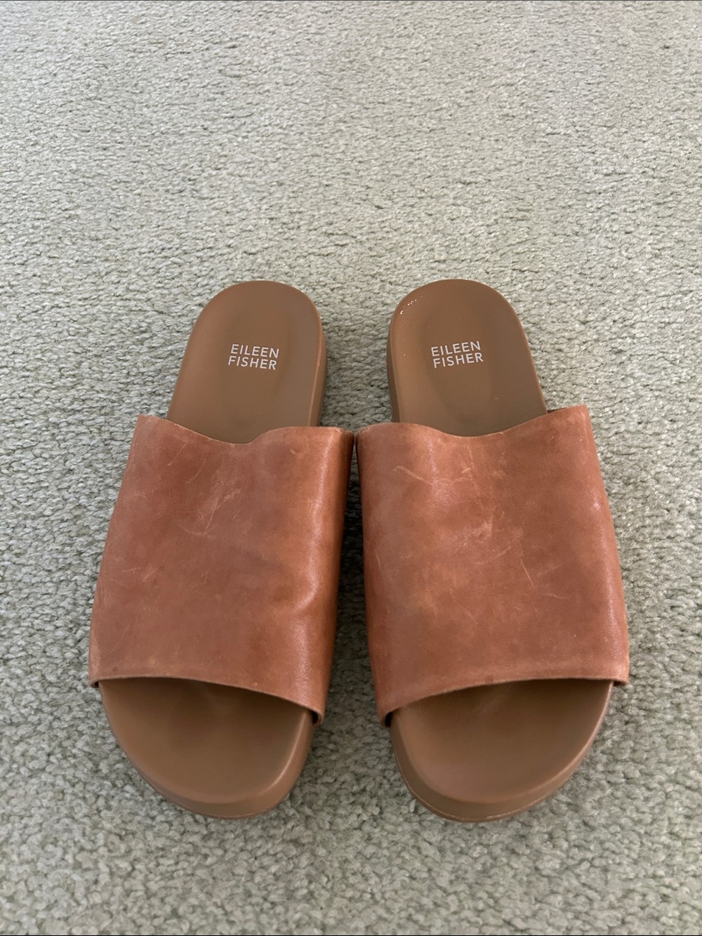 Eileen Fisher Women’s 8.5 Mask Tumbled Leather Slide Sandals